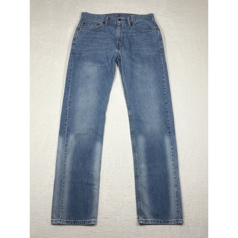Levis 505 Jeans Mens 32x33 Blue Medium Wash Faded Straight Leg Regular Fit